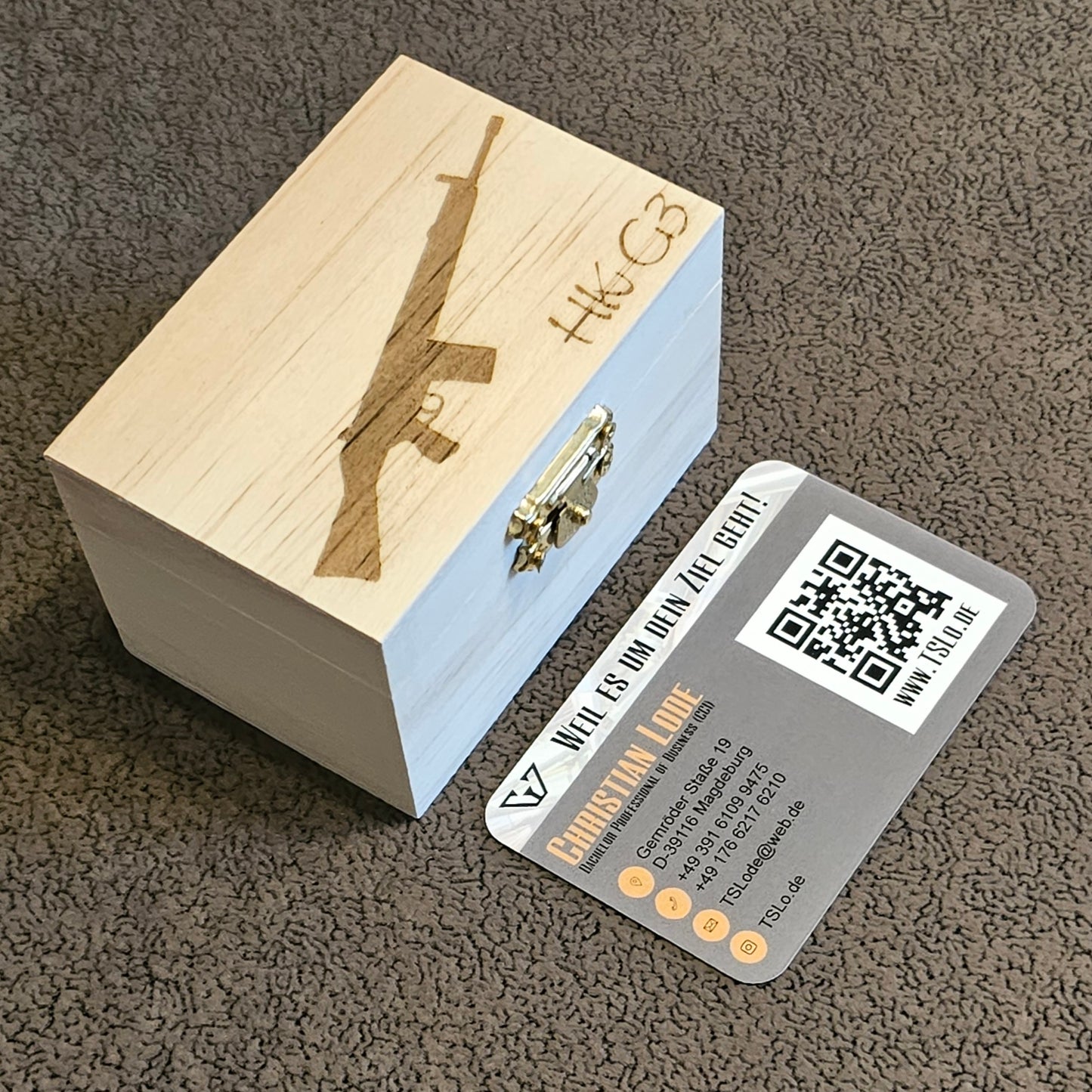 Holzkiste mit Lasergravur nach Wunsch | TSLo.de
