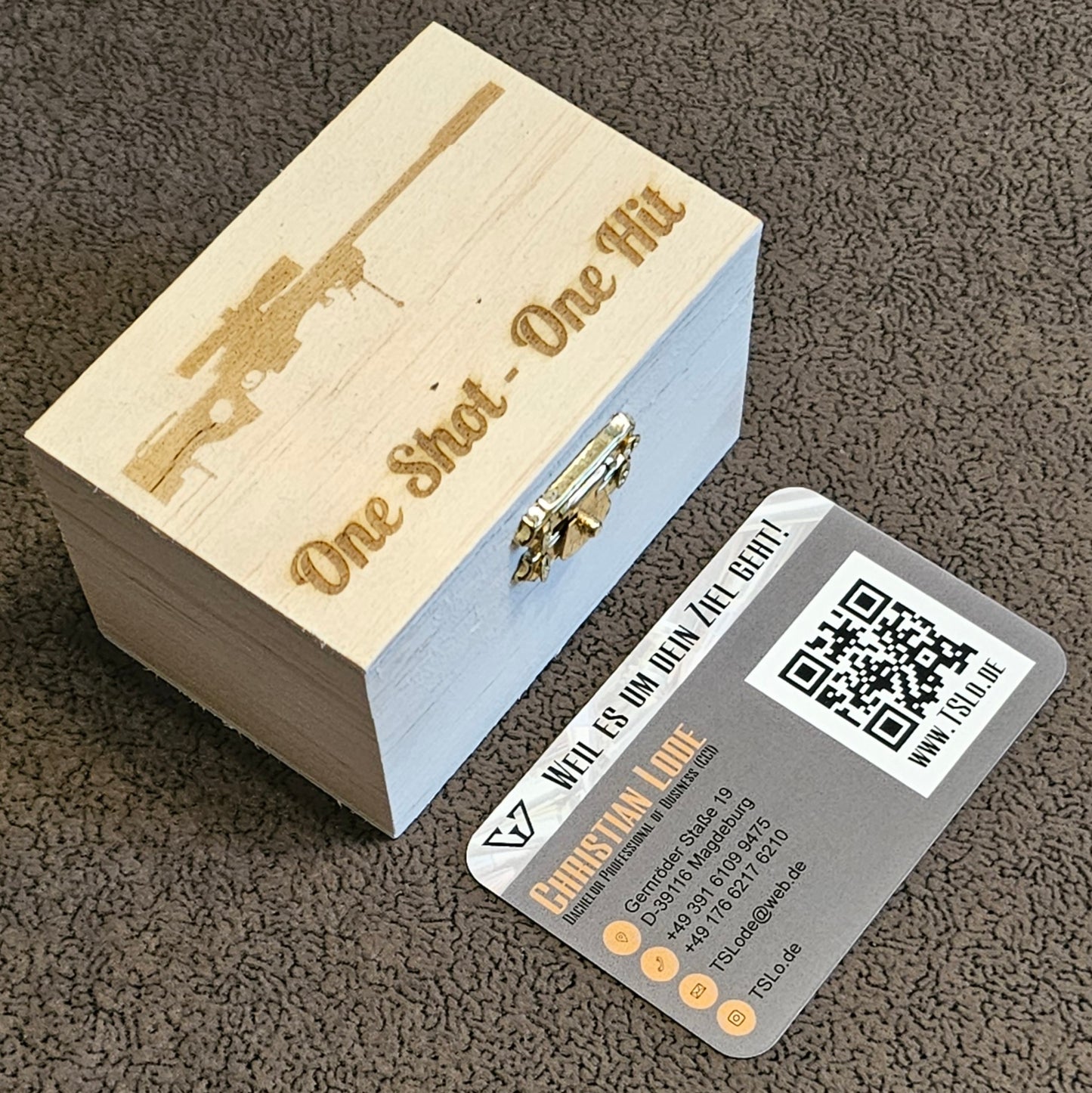 Holzkiste mit Lasergravur nach Wunsch | TSLo.de