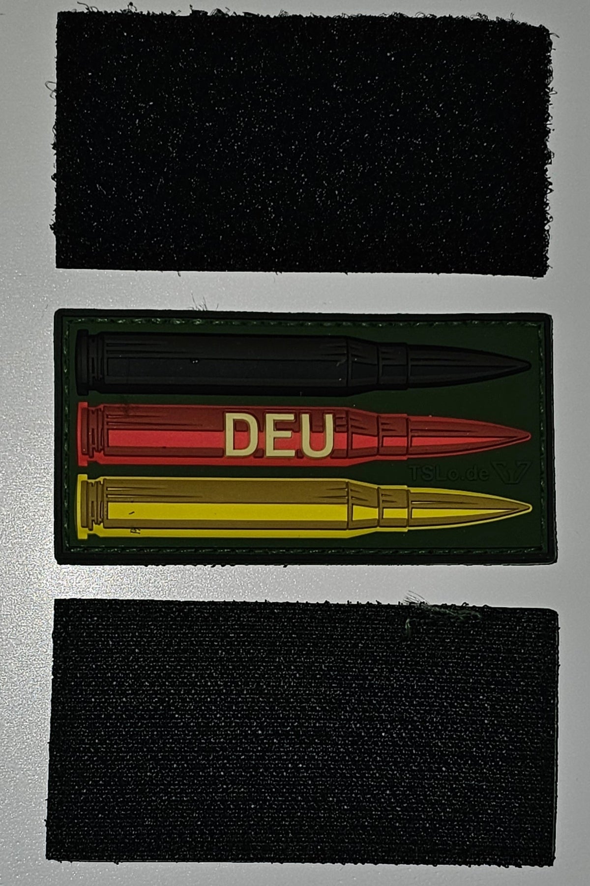 Tactical Solutions Lode Patronen Patch in Deutschland-Farben mit 3D-Design und nachtleuchtendem DEU-Schriftzug