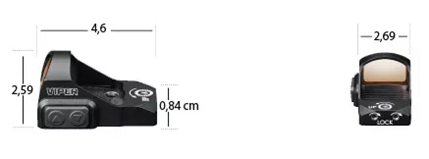 Vortex Viper Red Dot 6 MOA Maße | TSLo.de